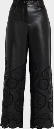 Toccin Shawn Embroidered Faux Leather Pants