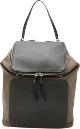 Loewe Pre-owned Goya Calfskin Backpack - Dames - Vintage Rugzakken - Bruin - ONE Size - Leer - Vintage