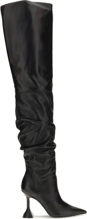 Amina Muaddi Black Calf Leather Bos Taurus Over The Womens Knee