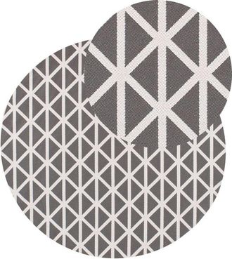 Beliani Beliani - Alfombra Moderna Para Interior Y Exterior Redonda Con Dise&ntilde;o Geom&eacute;trico 120 Cm Gris Panaji