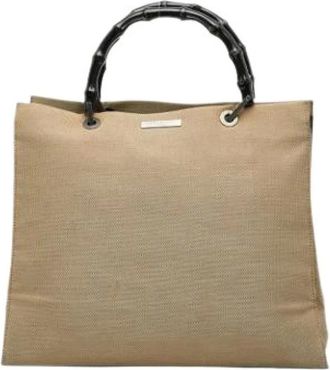 Gucci Pre-owned Tote Bags, female, Beige, Size: ONE SIZE Pre-owned Canvas Tote Bag