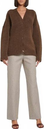 Nanushka Fara Fluffy Knit Cardigan In Brown