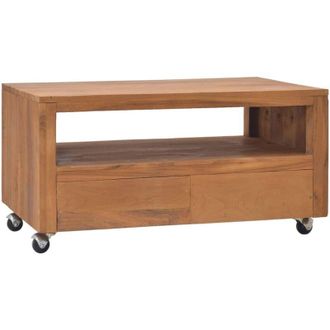 vidaXL Mueble De Tv Con Ruedas Madera Maciza De Teca 80x50x42 Cm Vidaxl