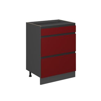 Vicco Mueble Bajo De Cocina R-line, Rojo, 60 Cm En Forma De J, Con Cajones, Sin Encimera Vicco
