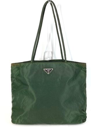 Prada Khaki Nylon Shoulder Bag Tote Bag (Pre-Owned)