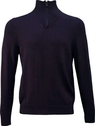Lords of Harlech Quest Fully Fashioned Quarter-zip Merino Sweater in Navy Plum Twist at Nordstrom, Size Xx-Large