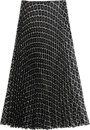 Generic New Spring Womens high-Waist Silk Satin Pleated mid-Length Skirt-Print-S