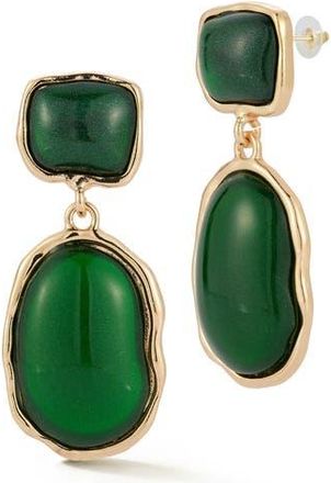 Sphera Milano Faux Stone Drop Earrings in Gold/green at Nordstrom Rack