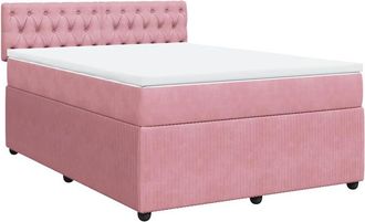 vidaXL Vidaxl - Cama Box Spring Con Colch&oacute;n Terciopelo Rosa 140x190 Cm
