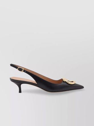 Ferragamo pointed toe kitten heel gold-tone hardware pumps