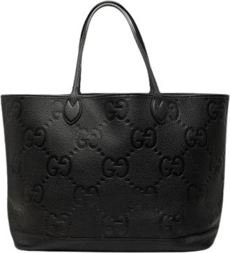 Gucci Pre-owned Embossed Leather Tote Bag - Dames - Vintage Shopper - Zwart - ONE Size - Leer - Vintage