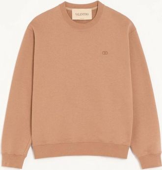 Valentino Felpa Valentino in cotone con ricamo VLogo Uomo BEIGE XXL