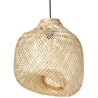Beliani L&aacute;mpara Colgante Moderna Pantalla De Bamb&uacute; De Forma Irregular Estilo Boho Tejida Sala De Estar Comedor Iluminaci&oacute;n Natural Gurabo