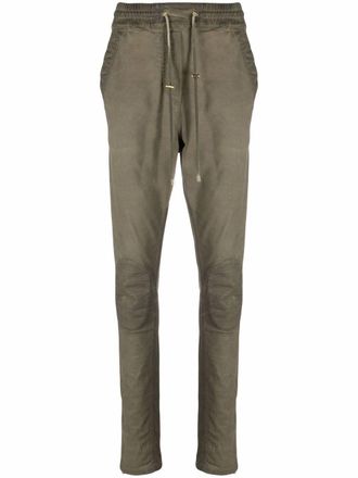 Balmain ankle-zip track pants - women - Cotton/Elastane - 40 - Green