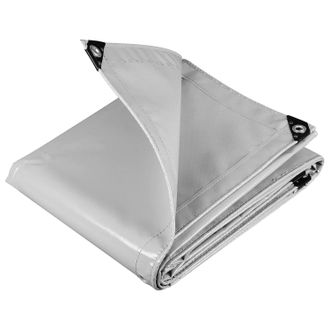 Woltu Lona Impermeable Lona De Protecci&oacute;n Duradera Con Ojales Para Muebles Jard&iacute;n Piscina Coche Pvc Grisclaro 3x5m 500 G/m2 - Woltu