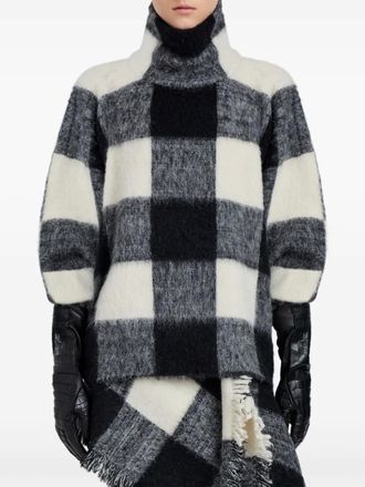 Proenza Schouler high-neck check wool top - women - Recycled Nylon/Merino/Alpaca/Elastane - S - Black
