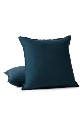 Coyuchi Relaxed Organic Linen Decorative Pillow Cover in Midnight Indigo at Nordstrom