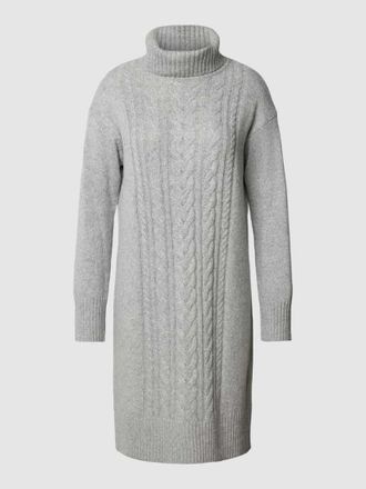 Tom Tailor Knielanges Strickkleid mit Zopfmuster in Silber Melange, Gr&ouml;&szlig;e 36