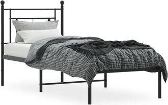 vidaXL Estructura cama sin colchón con cabecero metal negro 75x190 cm Vidaxl