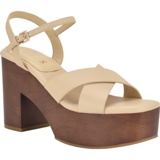 Guess Qeelin Ankle Strap Platform Sandal in Ivory at Nordstrom, Size 7.5