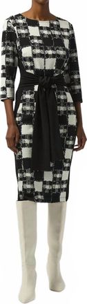Joseph Ribkoff Jacquard Sweater Sheath Dress In Black/cream