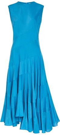 Tory Burch Flared Cotton and Silk-blend Midi Dress - Bright Blue - 10 (UK14 / L)