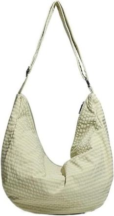 Generic Trendy Waffle Bag for Women, Large Capacity Lazy Casual Tote, Everyday Slouchy Minimalist Soft Canvas Shoulder Crossbody(Green)