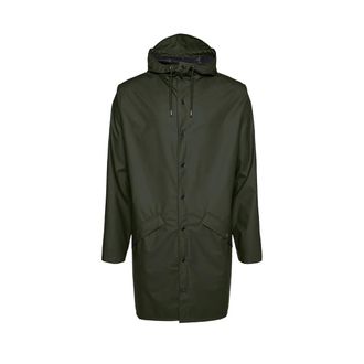 Rains Rain Jackets, male, Green, S, Green Long Rain Jacket with Hood