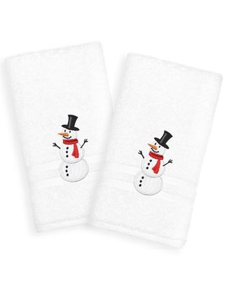 Linum Home Textiles Set Of 2 Snowman Hand Towels