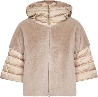 Herno Beige Gewatteerde Bont Gevoerde Jas - Dames - Jassen - Bruin - S - Polyester - Jassen