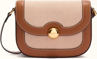 Furla Moonlight Borsa A Tracolla S Toni Cognac Marrone Tessuto Di Canvas + Pelle Di Vitello Sidney Donna