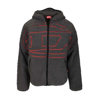 Diesel S-Zat Teddy Hoodie - Heren - Vesten met rits - Zwart - M - Polyester - Hoodies & sweatvesten
