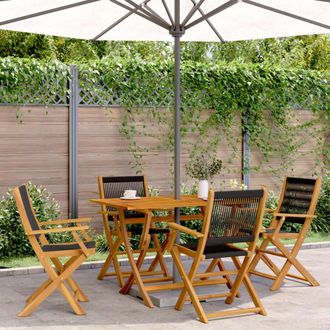 vidaXL Vidaxl - Sillas De Jard&iacute;n Reclinables 4 Uds Madera Maciza Acacia Negro