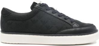 Emporio Armani Jacquard sneakers met een all-over adelaar - Heren - Sneakers - Blauw - 44 EU - Schoenen