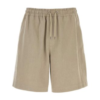 Giorgio Armani Linnen Canvas Bermuda Shorts met platte voorkant - Heren - Korte Broeken - Grijs - L - Linnen - Korte Broeken