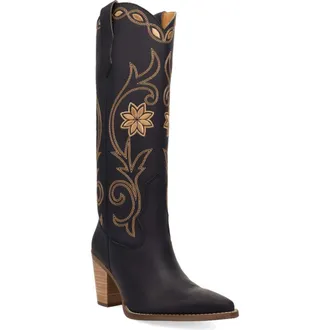Dingo Miss Daisy Knee High Western Boot in Black at Nordstrom, Size 8.5