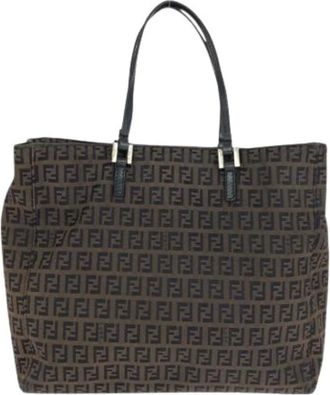Fendi Pre-owned Tote Bags, female, Brown, Size: ONE SIZE Pre-owned Vintage Canvas Tote Bag
