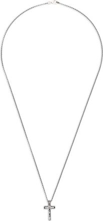 Rosa Maria Sterling zilveren Cross halsketting met diamant - Zwart