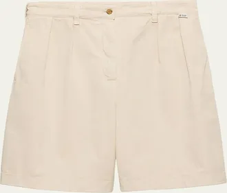 Prada Pleated Cotton Twill Bermuda Shorts