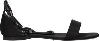 Max Mara Zwarte Satijnen Platte Sandalen - Dames - Sandalen - Zwart - 36 EU - Satijn - Schoenen