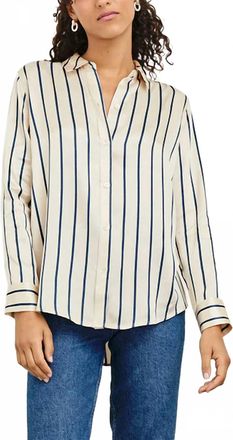 Rails Maria Long Sleeve Blouse In Ceramic Navy Stripe