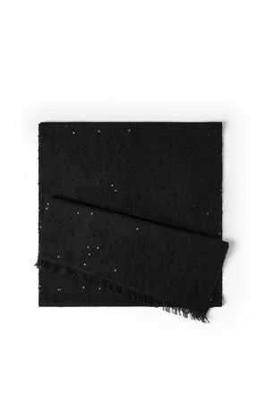 Brunello Cucinelli Cashmere and silk Diamond yarn scarf in Black at Nordstrom