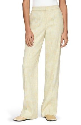 Lafayette 148 New York Gates Pastel Dust Tweed Straight Leg Pants in Chartreuse Multi at Nordstrom Rack, Size 6
