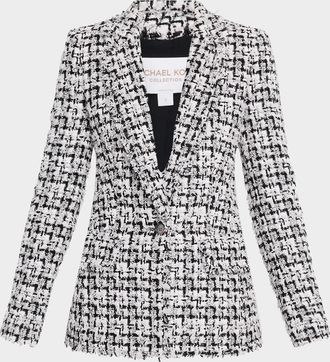 Michael Kors Eyelash Tweed Single-Breasted Blazer