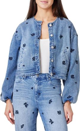 Habitual Collarless Embroidery Jacket In Dainty Floral