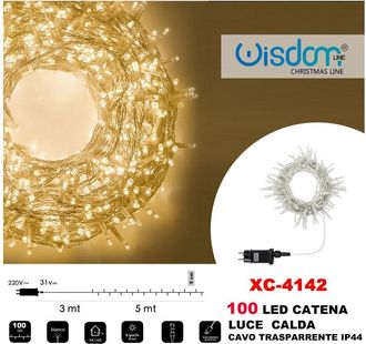 Trade Shop Trade Shop - Catena Luminosa 100 Luci Led Lucciole Luce Calda Cavo Trasparente Ip44 Xc-4142