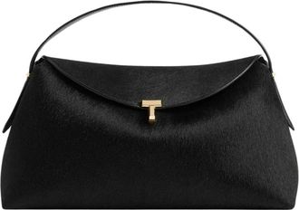 Toteme Tassen, Dames, Zwart, ONE Size, Leer, T-Lock Clutch