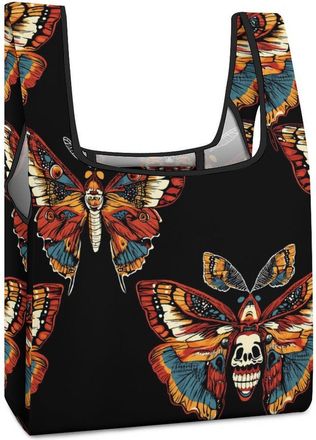 Generic Moth Butterfly Shopping Bag Reusable Grocery Tote Bag Foldable Handbag for Travel Picnic