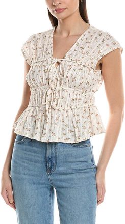 Ellen Tracy Shirred Ditsy Top