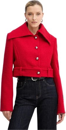 Patou Jassen, Dames, Rood, S, Wol, Wolmix Tweed Jas